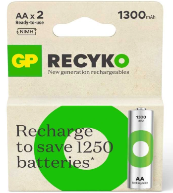 GP Recyko 1300 mAh 2'li Şarjlı AA Kalem Pil