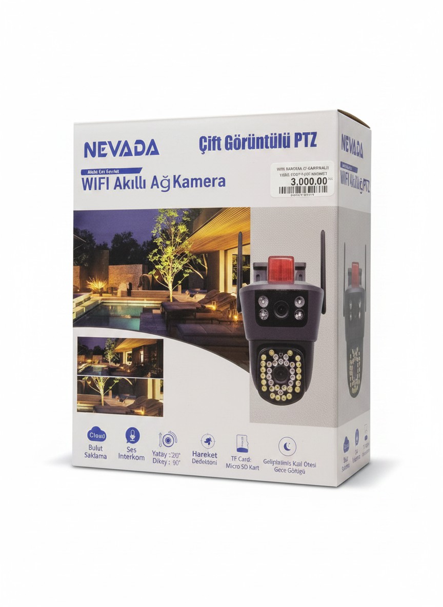 Nevada Çift Görüntülü PTZ Wi-Fi Akıllı Ağ Kamerası - Çift Lensli 320° Dış Mekan Güvenlik Kamerası (Gece Görüşlü, Ses İnterkom)